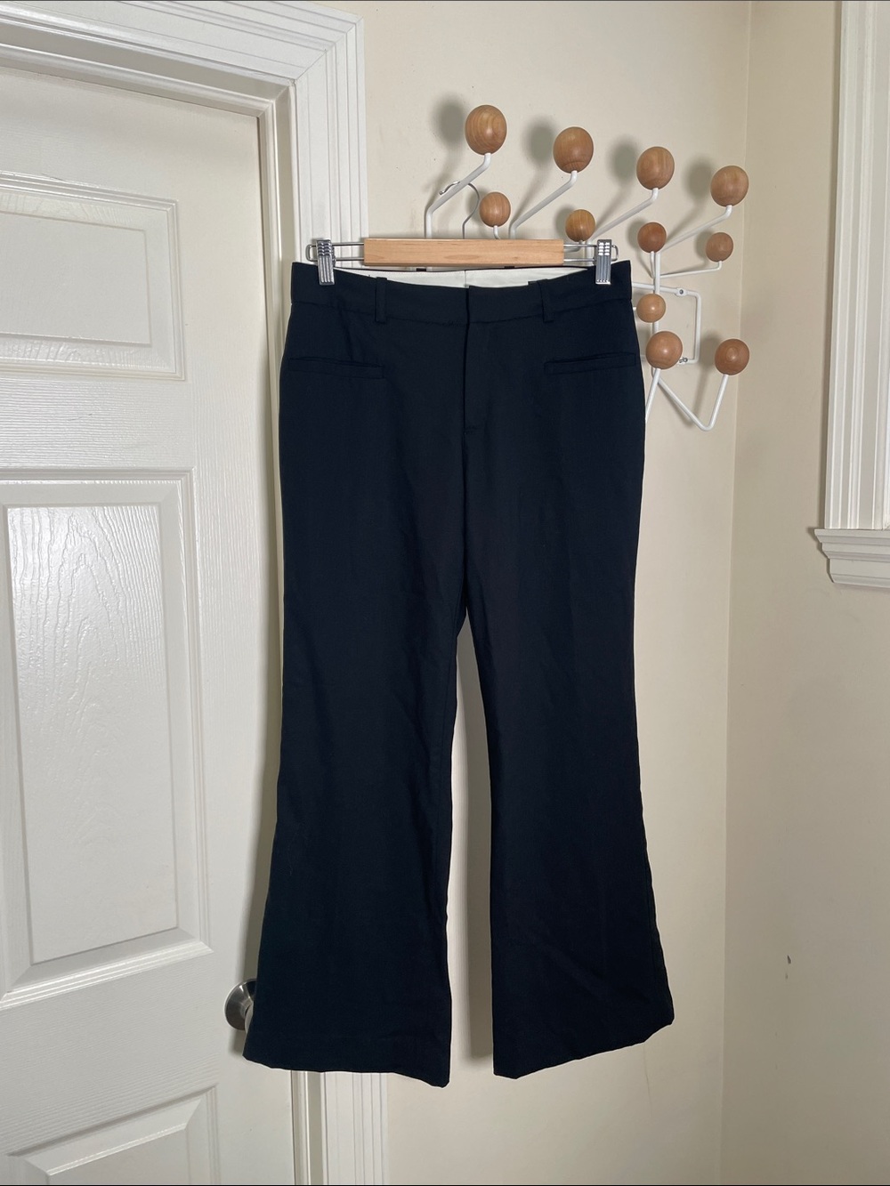 Club Monaco Wool Wide Legged Flare Pants Black 6